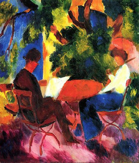 August Macke Paar am Gartentisch